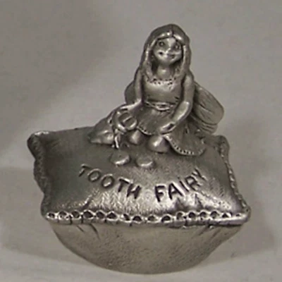 Vintage NOS Pewter Tooth Fairy Trinket Box for Child Figurines MIB New Ol' Stock - Image 1 of 4