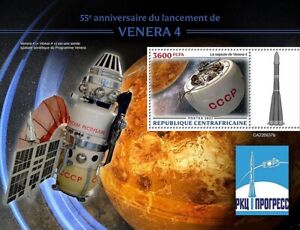 VENERA 4 VENUS Probe Soviet Spacecraft Space Stamp Sheet #2 2022 Central Africa
