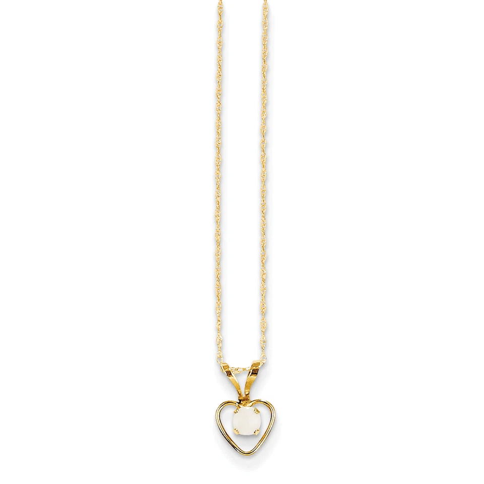Collar Corazón Piedra Natal Ópalo Oro Amarillo 14K 3mm 15" Madi K Joyería Infantil Foto 1 de 1
