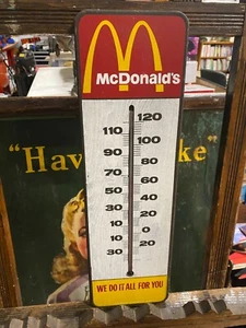 Very RARE 1978 Mcdonald's Restaurant Wood Thermometer qqqqNEW OLD STOCK 18" x 6" - Picture 1 of 9