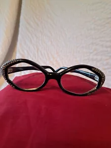 1950-70er Jahre Strass schwarz Cat Eye Gestell Rx Brille. Ex-Zustand, Rahmen MD In Frankreich - Bild 1 von 11