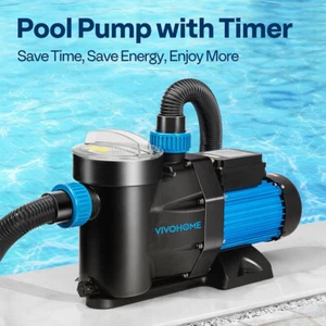 1.5/2.0/2.5HP Self Primming Swimming Pool Pump w/ Timer for in/Above Ground Pool - Picture 1 of 14
