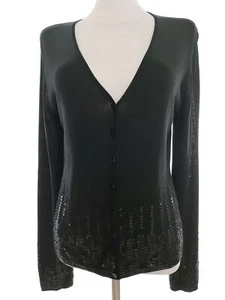 Jasper Conran  T. M Negro Cárdigan con botones Viscosa Manga larga Punto fino Le - Imagen 1 de 5