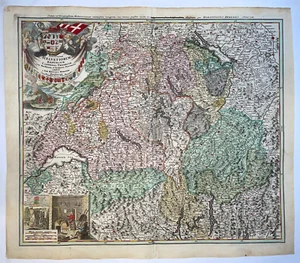 SWITZERLAND J-B HOMANN 1732 LARGE ANTIQUE COPPER ENGRAVED MAP 18TH CENTURY - Picture 1 of 14