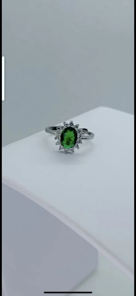 Anello Donna Modello  Kate  Colore Verde  In Argento 925 Regalo  Regolabile - Immagine 1 di 1