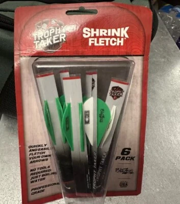 Trophy Taker Shrink Fletch White Tube Green White Blazer Vanes 6 Pack - Image 1 of 4