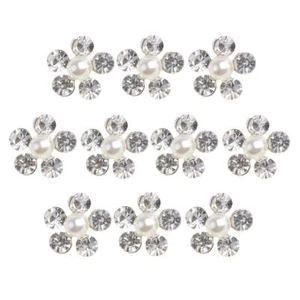 10pc Crystal Diamante Flower Buttons Sewing Craft Flatback Embellishment DIY - Picture 1 of 7
