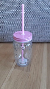 Einhorn Trinkglas mit Deckel Mehrweg Trinkhalm rosa - Bild 1 von 9