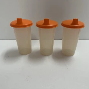 Juego de 3 tazas Tupperware para sorber tapas naranjas taza nublada semi transparente - Imagen 1 de 9