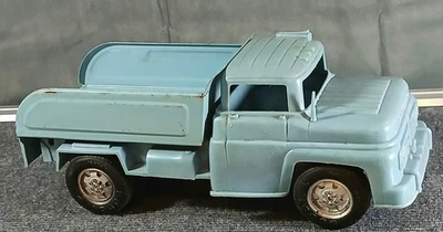 Camión de arena y grava Buddy L vintage de plástico, caja de metal azul 13"  Foto 1 de 4