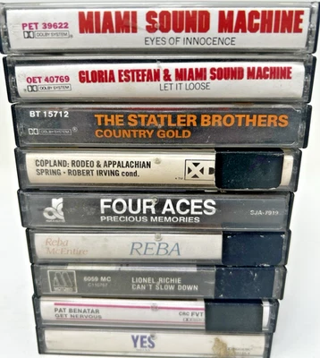 9 Cassette Lot - Gloria Estefan Miami Sound Machine YES Pat Benatar Reba Richie - Image 1 of 4