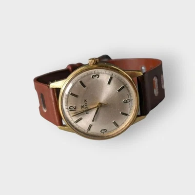 Reloj Hombre Edox Chapado en Oro De Colección Funciona 17 Joyas Hecho en Suiza Genial Correa Foto 1 de 4