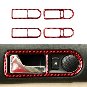 Car Door Handle Panel B Trim Carbon Fiber For VW Golf4 GTI Jetta MK4 1999-04 RED - Picture 1 of 11