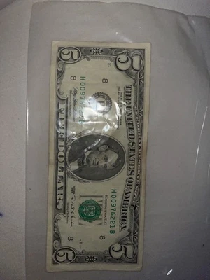 Very Rare (I think) 5 dollar bill H series /w Treasurer and Sec robert rubin sig - Image 1 of 4