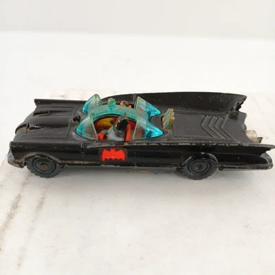 VTG 1966 Corgi Batmobile Diecast Car w/ Batman & Robin Figures Black Red Trim - Image 1 of 4
