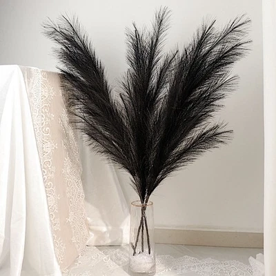 3 BLACK 44" ARTIFICIAL Pampas Grass SPRAYS Faux Plant STEMS Party Decorations - Image 1 of 4