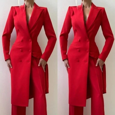 Красные женские костюмы длинное пальто официальный бизнес вечеринки свадебная одежда дамы наряды - Изображение 1 из 4