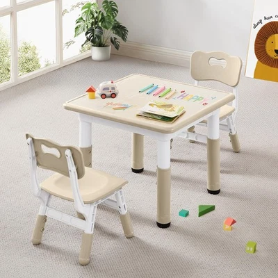 CuFun Kids Table & Chairs Set (2 Chairs) Height Adjustable for Ages 2-8 | Non... - Image 1 of 4