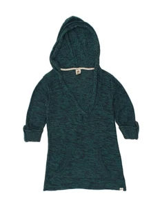 ROXY Girls Hooded Jumper Dress 7-8 Years Medium Green Flecked Cotton AX02 - Picture 1 of 3