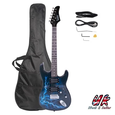 GST-E Double Pickup Electric Guitar W/ Bag Strap Paddle Rocker Cable Wrench Tool - Image 1 of 4