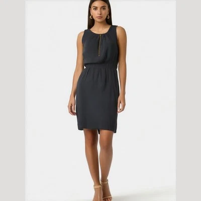 Eliza J Black Sleeveless Dress Woman's 4P Knee Length Gold Exposed Zipper - Image 1 of 4