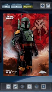 Star Wars Card Trader 2025 Cromo Zaffiro Rosso Leggendario BOBA FETT 5cc - Foto 1 di 2