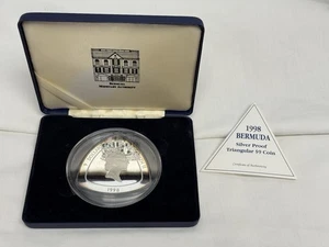 Bermuda 1998 Proof Silver $9 Triangular Coin- All Original - Picture 1 of 6