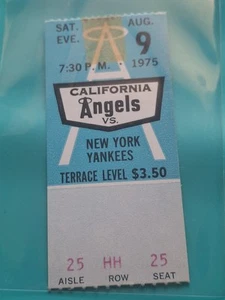 Angels Yankees Catfish Hunter LP MLB Baseball 9 agosto 1975 Biglietto Stub - Foto 1 di 2