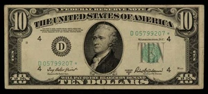 FR 2012-D* $10 1950 B Federal Reserve Note US - Star Note - SKU-CA1320 - Picture 1 of 2