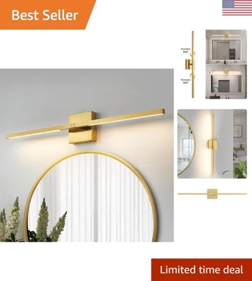 Elegante lámpara de tocador dorada de 30" - LED regulable para baños modernos Foto 1 de 4