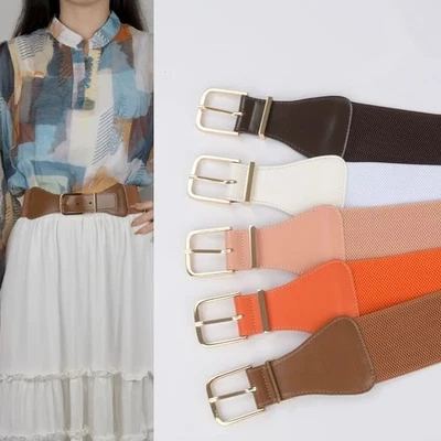 Women Elastic Stretch Waistband Fashion Dresses Coats Jeans Casual Waist Belt - Image 1 of 4