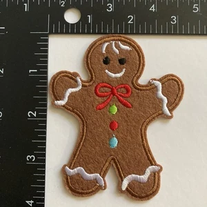 Gingerbread Woman Embroidered Iron On Patch Christmas - Picture 1 of 3