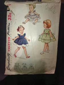 Mädchen Kleid mit Schleife Schnittmuster Größe 6 Monate Vintage Simplicity 3625 LESEN - Bild 1 von 3