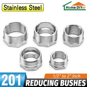 201 Stainless Steel Reducing Bushes Threaded Pipe Fittings 1/2" to 2" Bushing - Picture 1 of 19