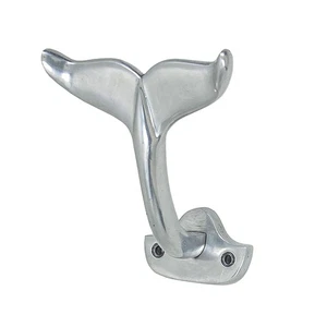 Nautical Whale Tail Hook, Heavy Aluminum Cast Wall Hooks Decorative Coastal H... - Picture 1 of 8