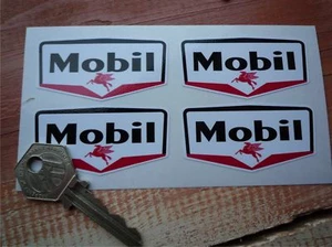 A set of 4 small 60mm MOBIL style Gas Station Stickers - Picture 1 of 1