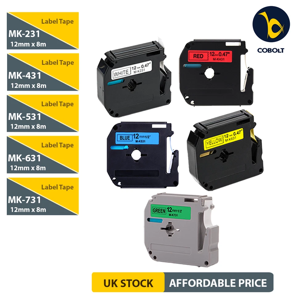 LABEL TAPES MK-231`Compatible With Brother P-TOUCH PT-80 PT-85 PT-90 PT-M95 LOT - Image 1 of 1