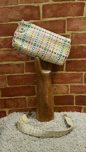 THE SAK Woven Multi-color SATIN RIBBON Clutch/Shoulder Bag BEIGE 10 x 5 1734 - Picture 1 of 11