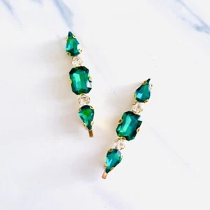 Emerald Green Jewel Hair Pin Set - gift, special occasion, boho, bridal - Picture 1 of 9