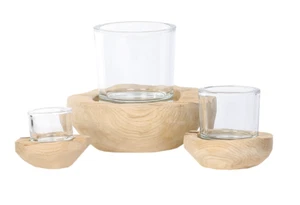 WMG Holz-Windlicht KNUT, verschiedene Größen, Handarbeit, Holz und Glas - Bild 1 von 1