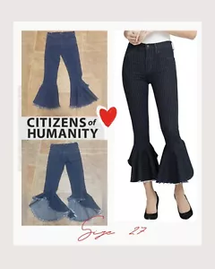 Citizens of Humanity Drew Flounce High Rise Ruffle Frayed Flare Jeans 27 - Picture 1 of 6