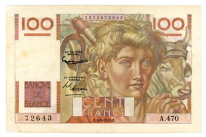 Frankreich ... P-128d ... 100 Francs ... 1952 ... Auswahl *sehr guter Zustand*😀 - Bild 1 von 2