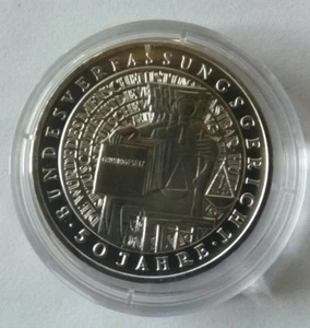 BRD 10 DM Bundesverfassungsgericht BVG  2001 Silber Spiegelglanz in Münzkapsel - Bild 1 von 2
