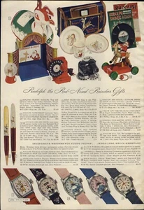 1954 PAPER AD COLOR Rudolph Pull Toy Kiddy Projector Character Watches GE Clocks - Picture 1 of 2