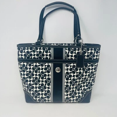 Bolso de Hombro Coach Vintage Negro Blanco Chelsea Heritage Signature Logo C Foto 1 de 4