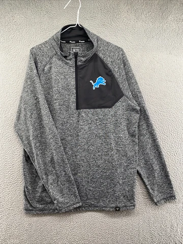 Mens NFL Pro Line 1/4 Zip Pull Over Detroit Lions Jacket Shirt Mens Size Large Cover