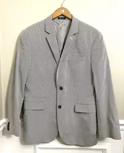 EXPRESS Herren grau weiß gestreift Seersucker 2-Knopf 40R Blazer Jacke Sport Mantel - Bild 1 von 7