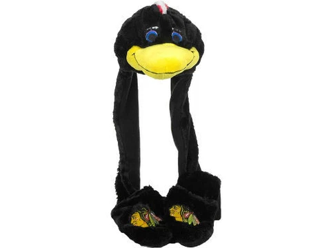 NWT Chicago Blackhawks NHL Mascot Tommy Hawk Winter Hat Long Scarf Mittens WARM Cover