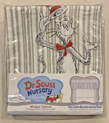 NUEVO Dr. Seuss Guardería EL GATO EN EL SOMBRERO Ventana VALANCE Trend Lab ALGODÓN ¡Bebé! Foto 1 de 2