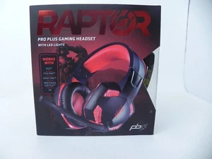New Raptor Pro Plus Gaming Headset With Led Lights Red and Black PBGH6RD - Picture 1 of 7